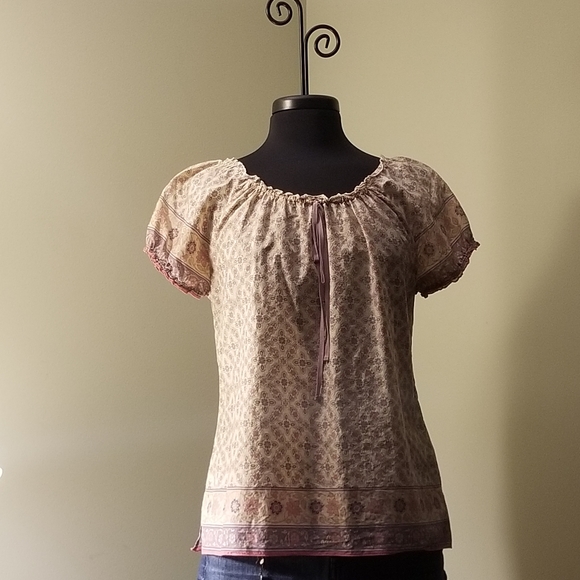 Lucky Brand Tops - Lucky Brand Pink/Lavender Floral Cotton Peasant